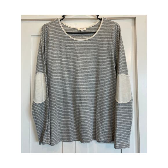 UMGEE Grey and white stripe long sleeve pullover tee M bump friendly - Picture 1 of 6